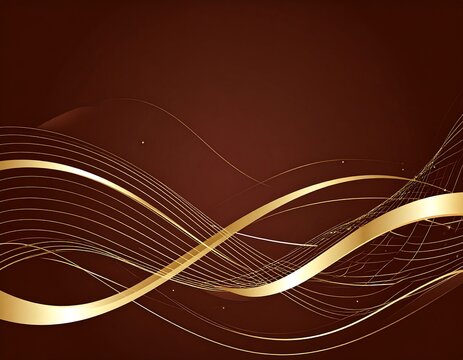 A rich brown background with elegant golden wave-like lines