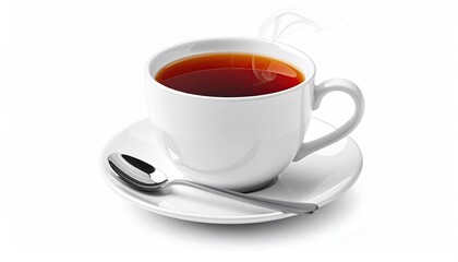 Studio image of a steaming hot matcha green tea latte in a round ceramic cup on a wooden tray with warm lighting.