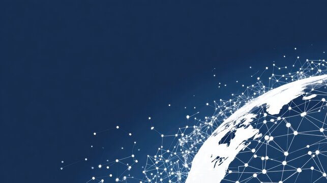 Global Connectivity With a Digital Network and Stylized Earth Representation in a Dark Blue Background - Powered by Adobe