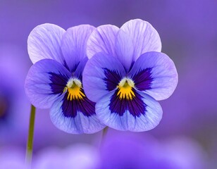 Obraz premium Two Purple Pansies in Full Bloom - A Floral Close-Up.