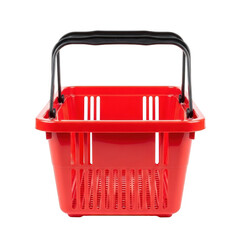 Fototapeta premium 3d red shopping basket with black handles isolated on transparent background