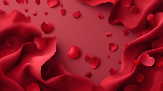 Romantic valentine's day background with red roses, floating hearts, soft bokeh lights, and dreamy festive atmosphere for love, celebration, and heartfelt occasions