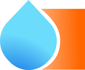 Minimalist vektor illustrations of a blue water droplet and an orange.