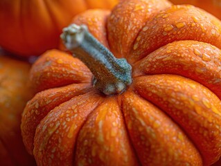 Wet Orange Pumpkin Close-up