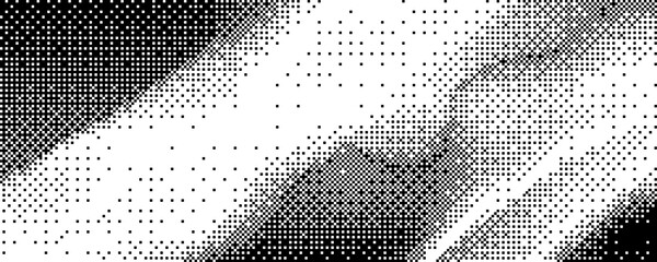 abstract pixelated gradient pattern in black and white with scattered squares