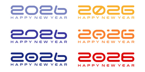 2026 new year design, colorful digital 2026 number design on white background