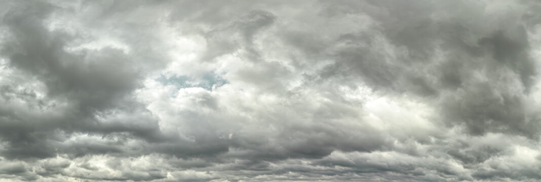 dramatic overcast sky with dark rainy clouds. panoramic natural sky background.
