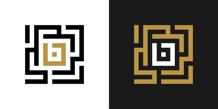 Letter B Maze Labyrint Icon Logo Design Elemen