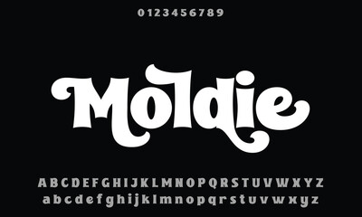 Moldie Demo Regular vector font alphabet with numbers