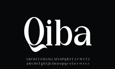 Qiba Serif FREE Regular vector font alphabet with numbers