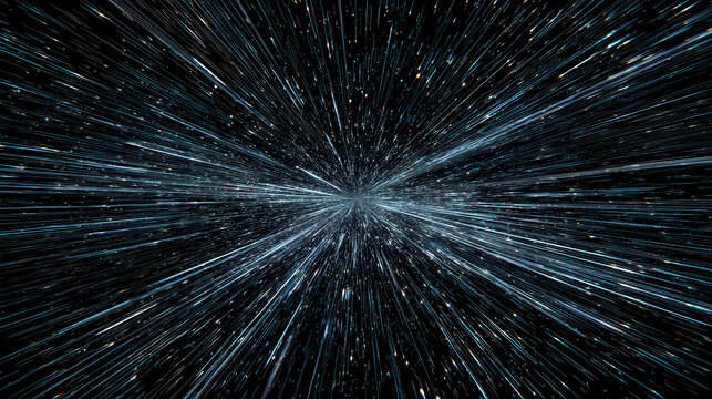 Abstract digital data stream tunnel with light streaks