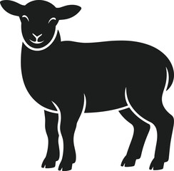Black silhouette of a lamb standing on a white background