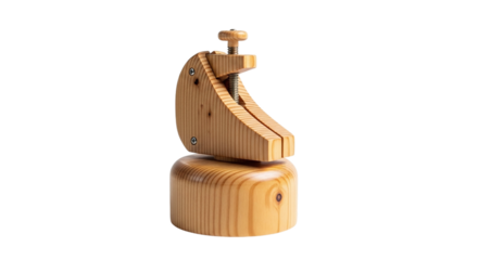 Wooden hat stretcher isolated on transparent background, a tool for shaping and maintaining the form of hats, ensuring a perfect fit and preserving their style