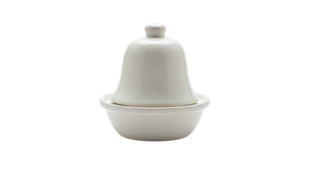 Ceramic butter dish with lid isolated on transparent background, a classic and elegant way to serve and store butter, keeping it fresh and spreadable