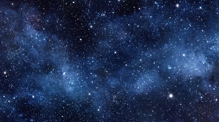Vibrant Blue Cosmic Background with Dense Clusters of Sparkling Stars and Deep Space Nebulae Exploration in a Night Sky