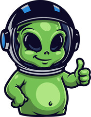 Obraz premium adorable extraterrestrial offers hearty thumbsup for your stellar endeavors
