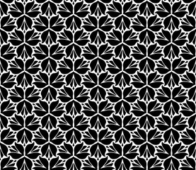 Minimal black and white abstract floral pattern with elegant flow and bold contrast. Ideal for fabric prints, stationery, packaging, and interior design. Vector. Easily editable; Endless design.