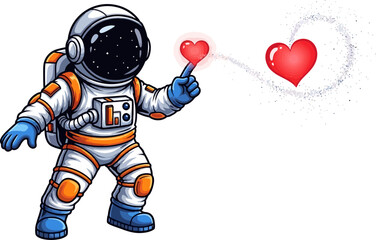 Obraz premium cosmic traveler crafts heartfelt connection, spreading love throughout the galaxy