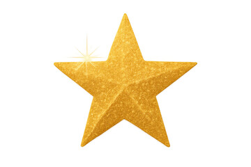 Obraz premium Sparkling gold star symbol showing success, award, and premium quality with textured glitter effect on a clean background