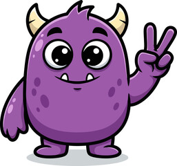 Fototapeta premium jubilant cartoon monster radiates positivity, offering a cheerful iconic symbol
