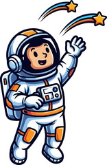 Naklejka premium joyful space cadet reaches for celestial dreams, guiding future aspirations onward
