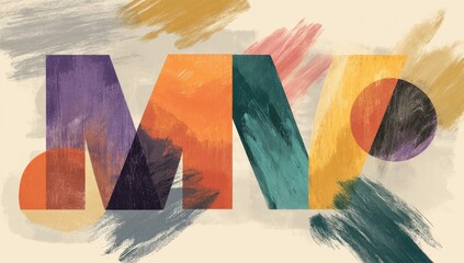 Abstract graphic design featuring overlapping shapes and vibrant color palettes