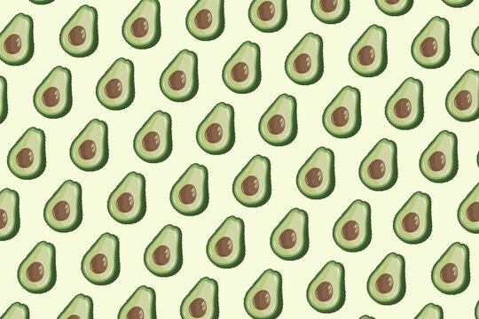 avocado pattern on pale green