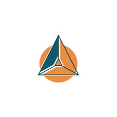 Geometric triangle design with orange circle background, modern logo concept.
