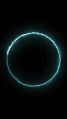 Glowing blue energy ring on black background blue light