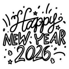 Vector illustration design for a happy new year celebration party card with decorative letters, sale sign, love symbol, and star icon