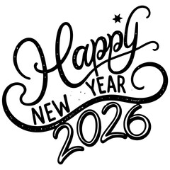 Vector illustration design for a happy new year celebration party card with decorative letters, sale sign, love symbol, and star icon