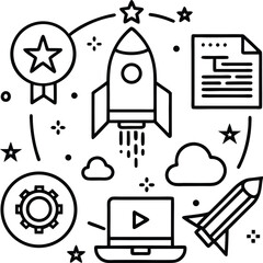 Startup line icons. Vector illustration for web design and mobile app