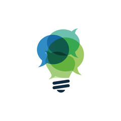 Lightbulb Made of Speech Bubbles Representing Communication and Ideas. © Kuda