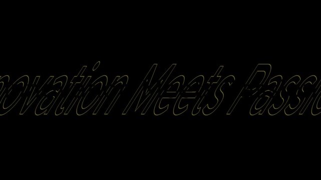Innovation meets passion text in gold color on a black background in a horizontal format view