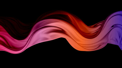 Abstract flowing wave of vibrant colors on a black background