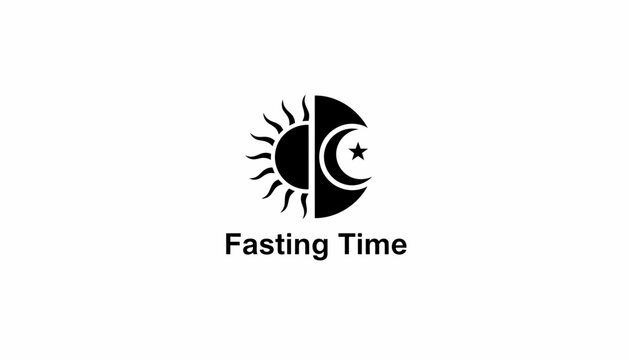 Fasting time icon representing sun and moon for religious observance