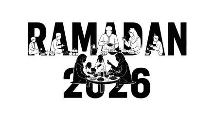 Ramadan 2026 muslim family iftar suhoor celebration vector art