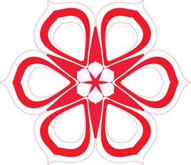 Abstract Red Flower Design with Intricate Geometric Patterns on White Background for Creative Projects and Artistic Expressions