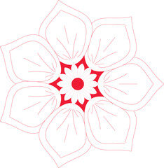Floral mandala design in red and white minimalist art for backgrounds and patterns intricate illustration of flower motif for textile design and decorative elements
