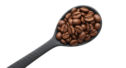 Coffee beans on spoon espresso roast aroma caffeine beverage ingredient