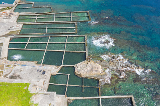 Aerial View Small Abalone Farms Yilan Taiwan Coast