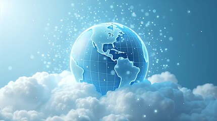 A globe made of interconnected digital dots floating in a cloud, symbolizing cloud computing and global data exchange.
 - Powered by Adobe