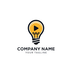 Lightbulb with Play Button Logo for Creative Media Company.
