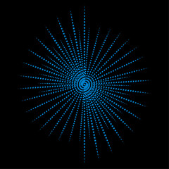 Abstract Blue Halftone Spiral Burst Design