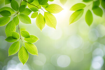 Sunlit Green Leaves with Bokeh image vibrant