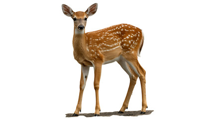 Naklejka premium Fawn standing with dappled coat against a isolated on transparent background