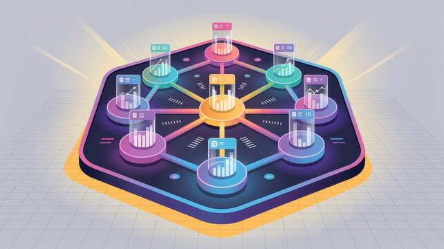Colorful Data Visualization with Charts and Graphs in 3D Design