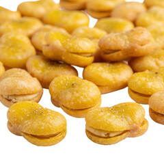 Pile of roasted fava beans isolated on transparent background