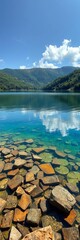 Freshwater lake a serene body of water supporting diverse aquatic and terrestrial ecosystems,  biology, lake