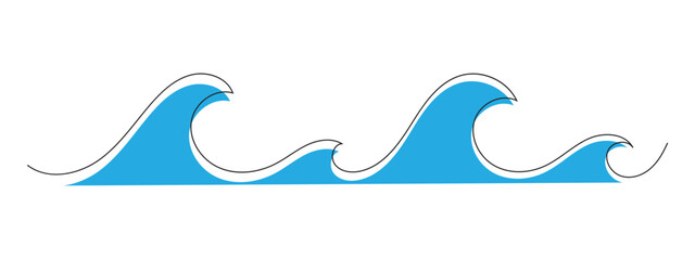 One continuous line drawing of Sea Wave icon vector. coastal, marine symbol. vector illustration.